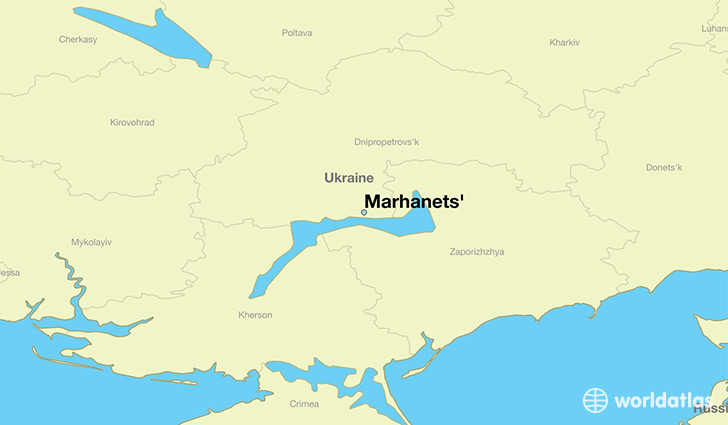 map showing the location of Marhanets'