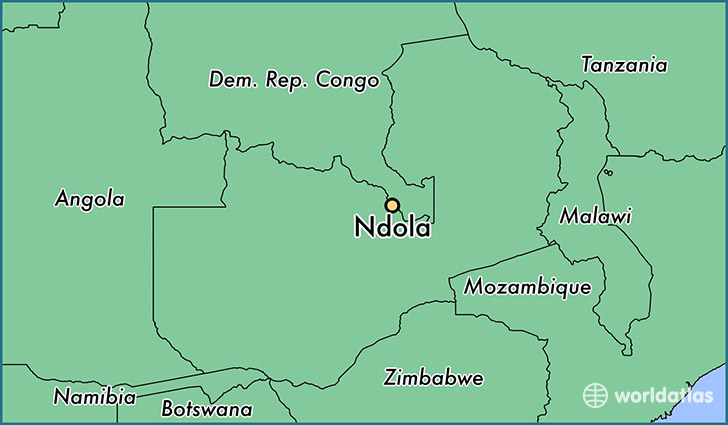 map showing the location of Ndola
