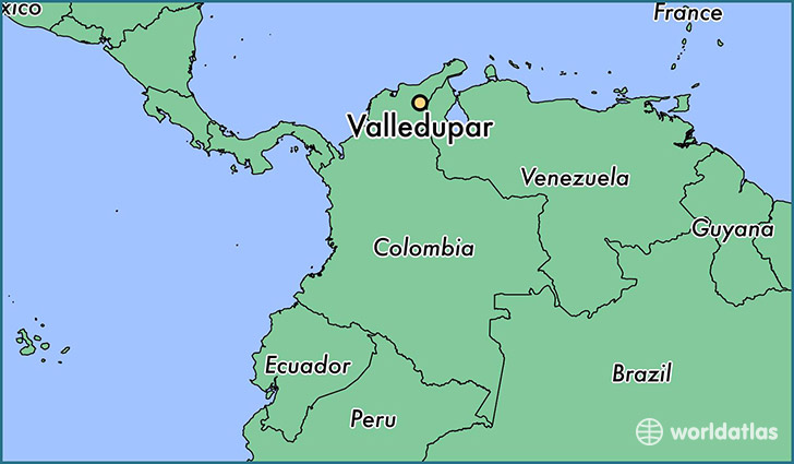 map showing the location of Valledupar