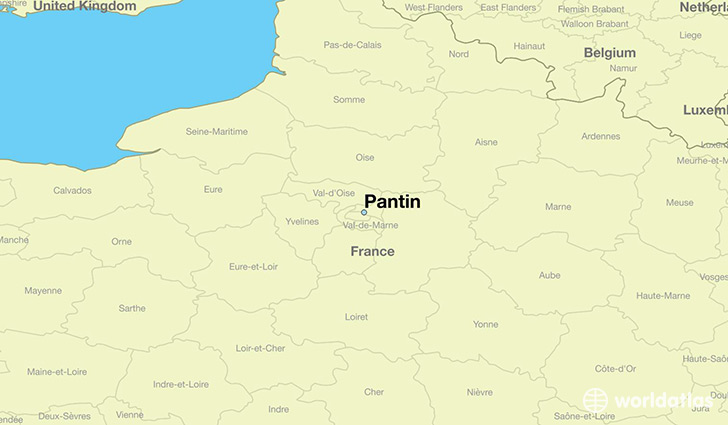 map showing the location of Pantin