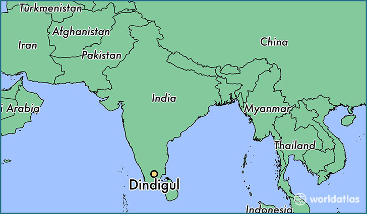 map showing the location of Dindigul