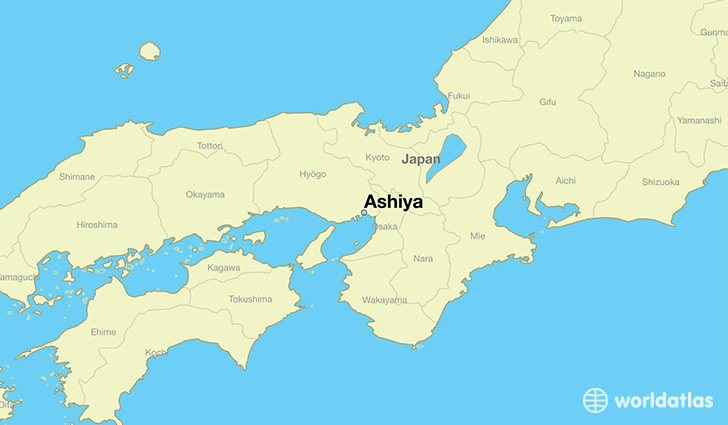 map showing the location of Ashiya
