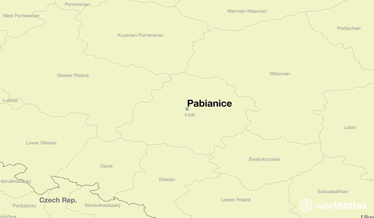 map showing the location of Pabianice