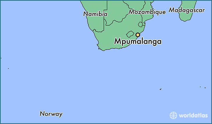 map showing the location of Mpumalanga
