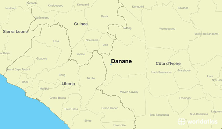 map showing the location of Danane