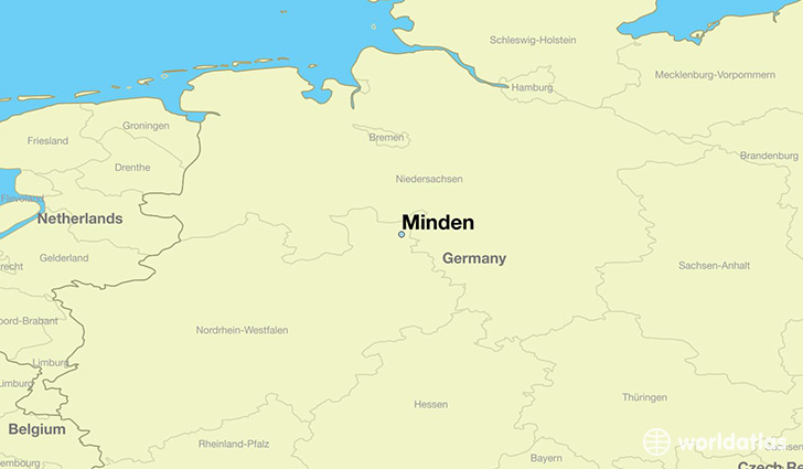 map showing the location of Minden