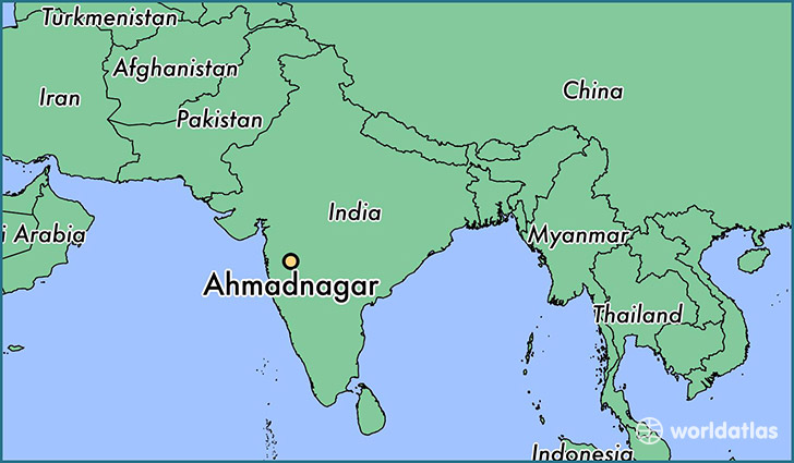 map showing the location of Ahmadnagar