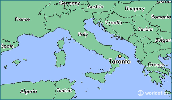 map showing the location of Taranto