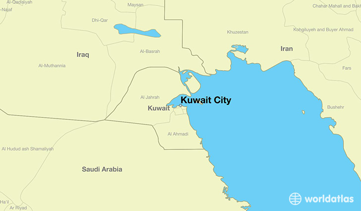 map showing the location of Kuwait City