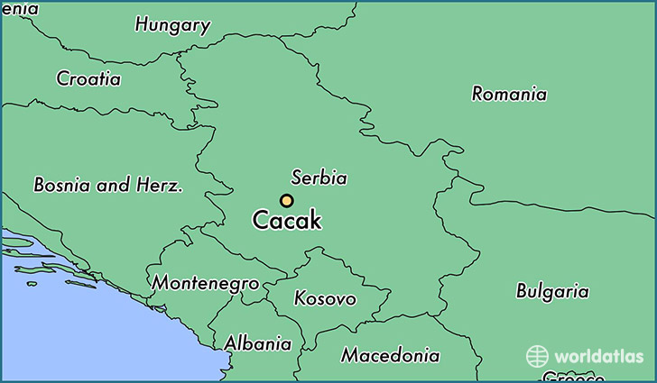 map showing the location of Cacak