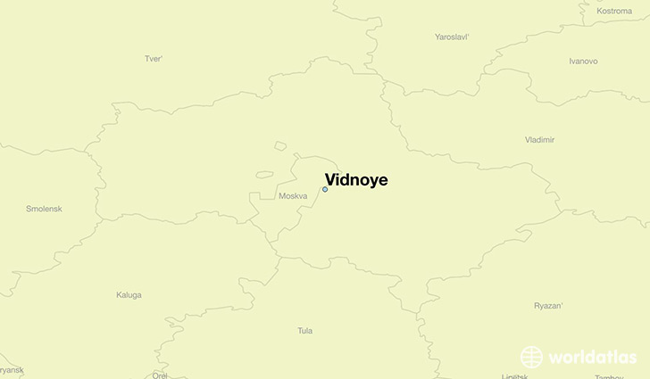 map showing the location of Vidnoye