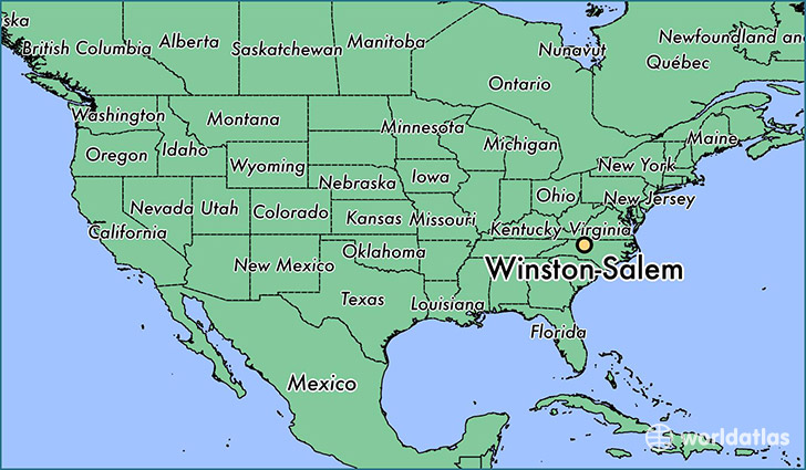 map showing the location of Winston-Salem