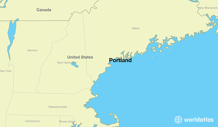 map showing the location of Portland
