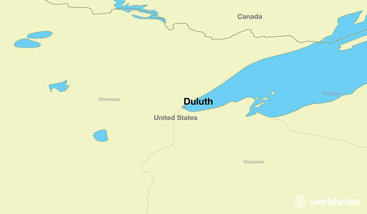 map showing the location of Duluth