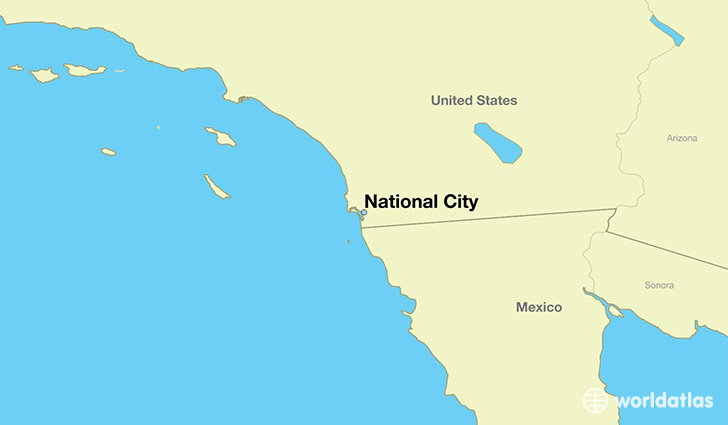 map showing the location of National City