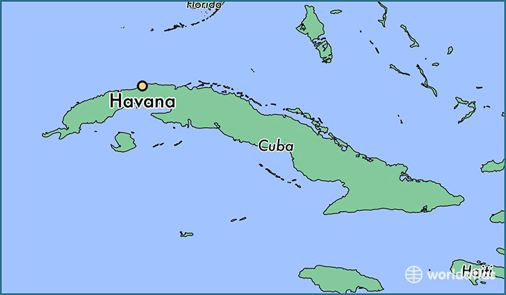 map showing the location of Havana