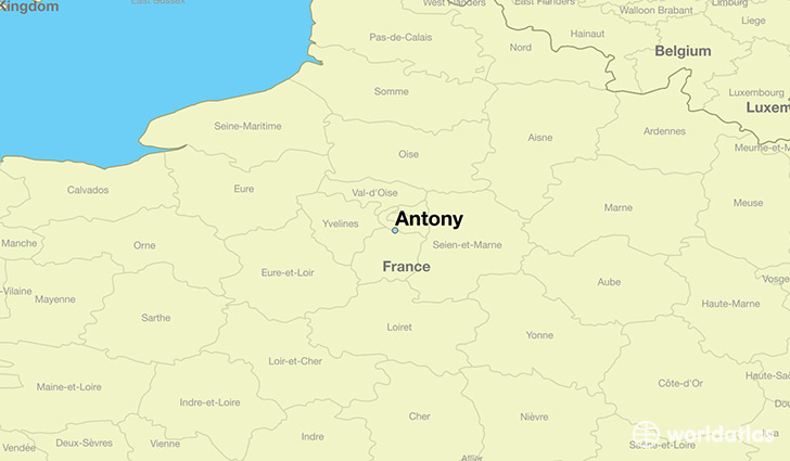map showing the location of Antony