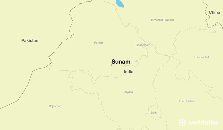 map showing the location of Sunam