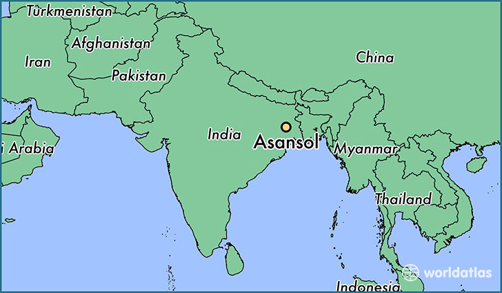 map showing the location of Asansol