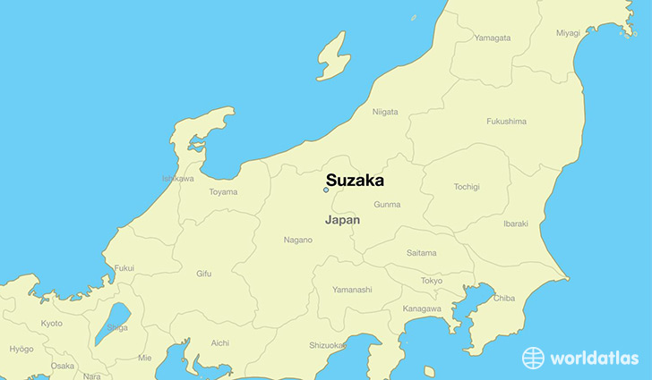 map showing the location of Suzaka