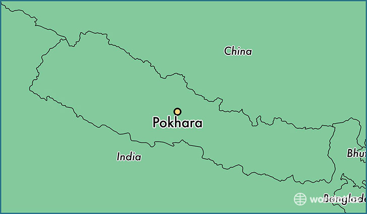 map showing the location of Pokhara
