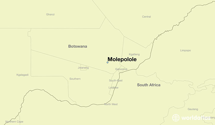 map showing the location of Molepolole