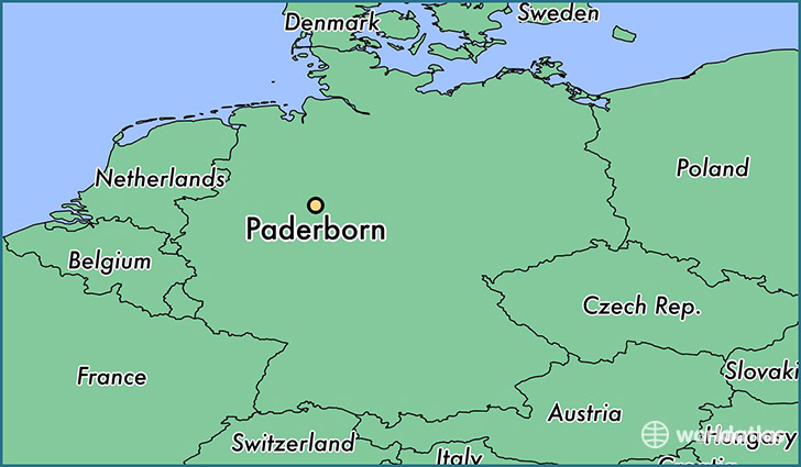 map showing the location of Paderborn