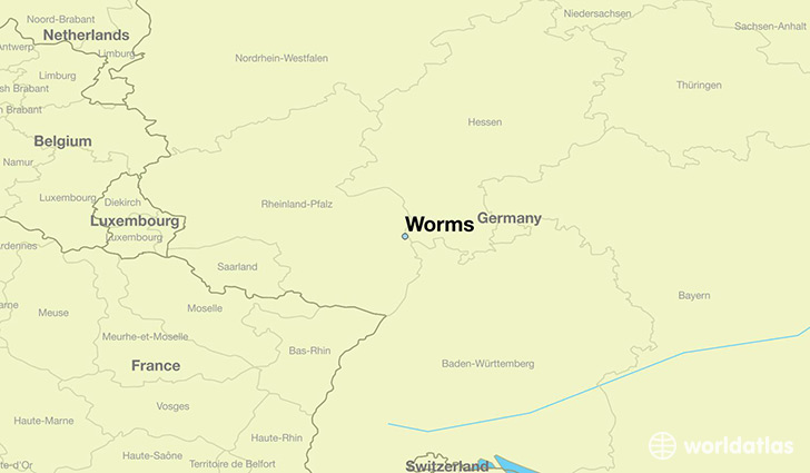 map showing the location of Worms