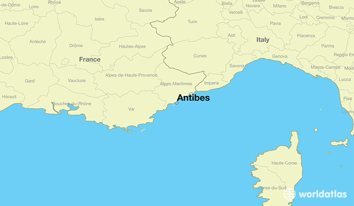 map showing the location of Antibes