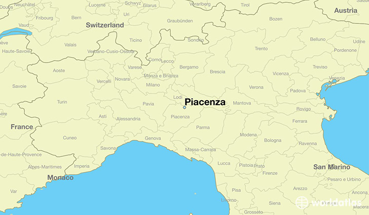 map showing the location of Piacenza