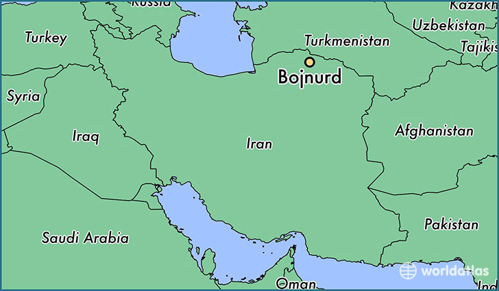 map showing the location of Bojnurd