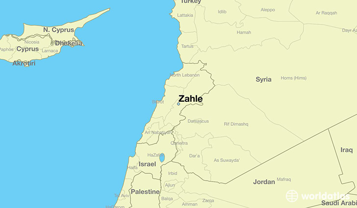 map showing the location of Zahle