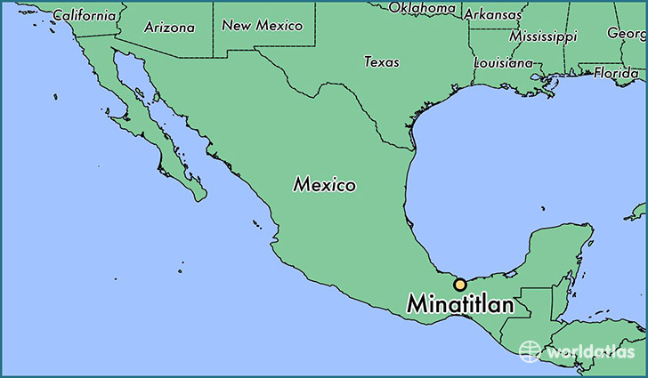 map showing the location of Minatitlan