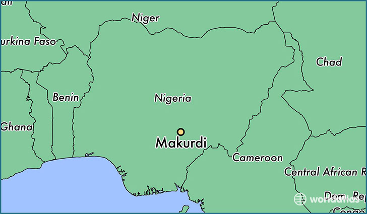 map showing the location of Makurdi