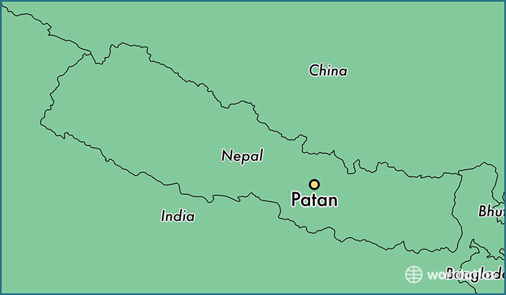 map showing the location of Patan