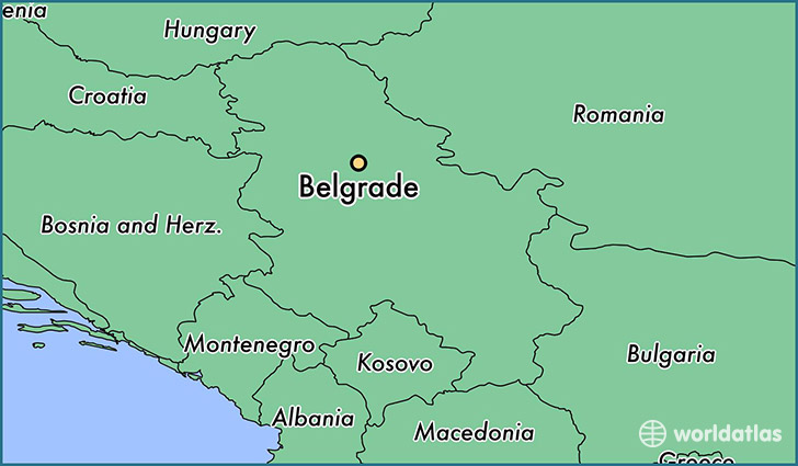 map showing the location of Belgrade