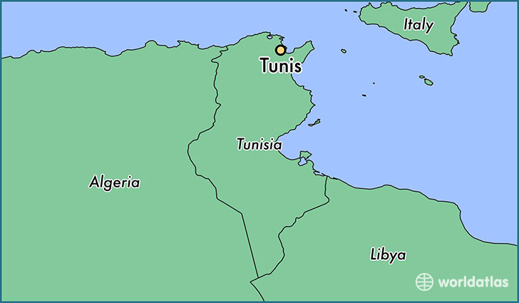 map showing the location of Tunis