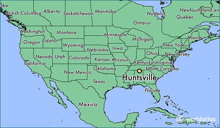 map showing the location of Huntsville