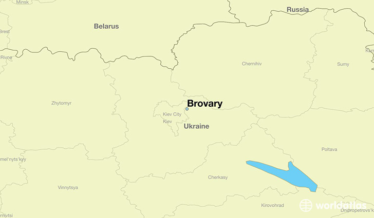 map showing the location of Brovary