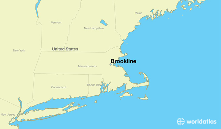 map showing the location of Brookline