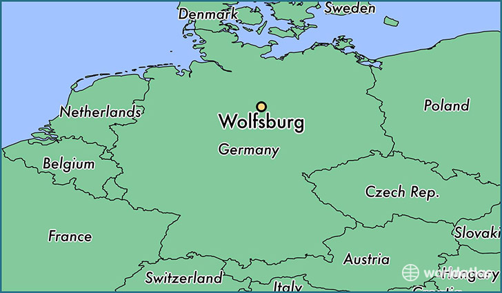 map showing the location of Wolfsburg