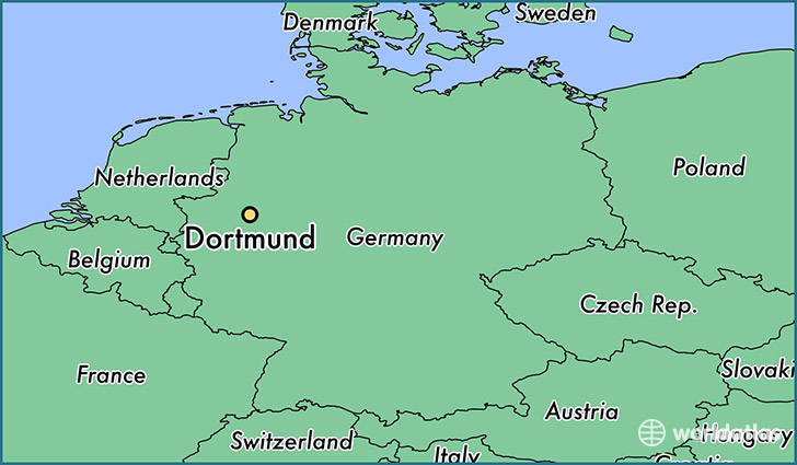 map showing the location of Dortmund