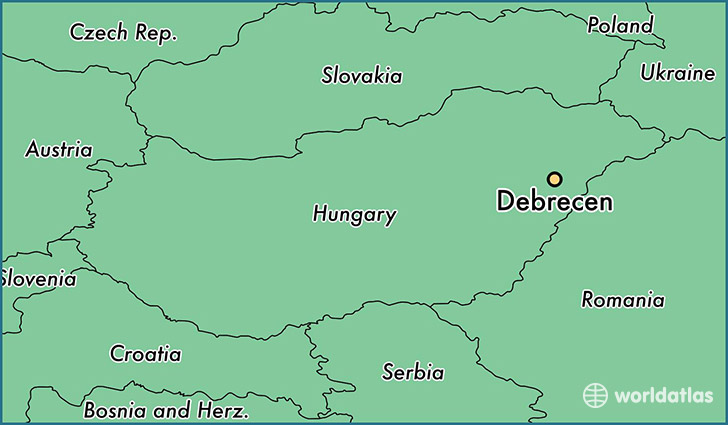 map showing the location of Debrecen