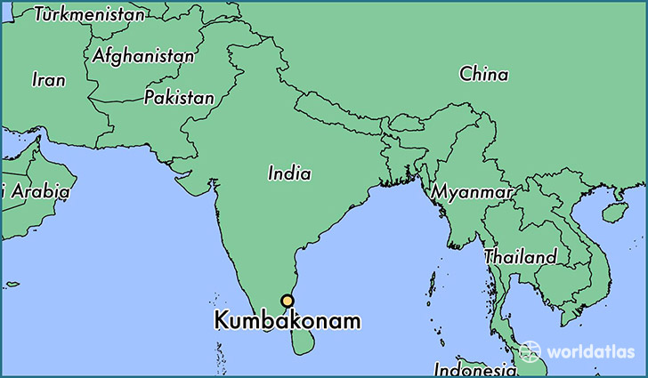 map showing the location of Kumbakonam