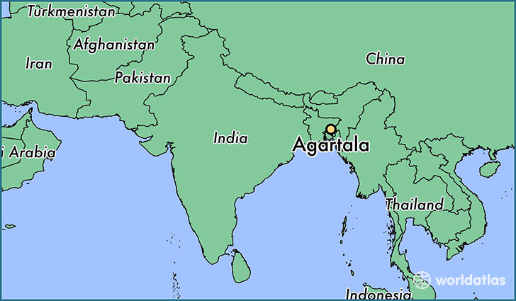map showing the location of Agartala