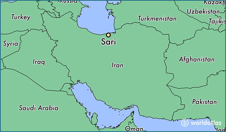 map showing the location of Sari