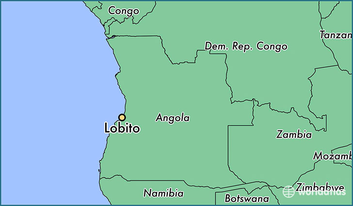 map showing the location of Lobito