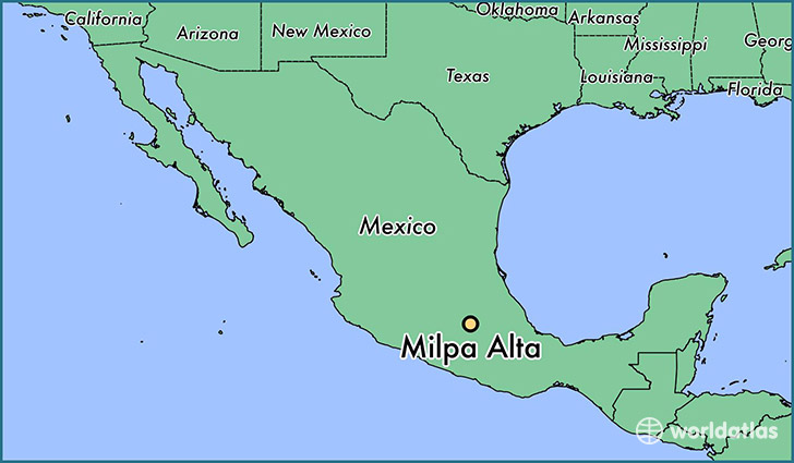 map showing the location of Milpa Alta