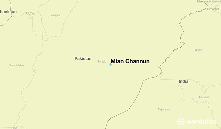 map showing the location of Mian Channun