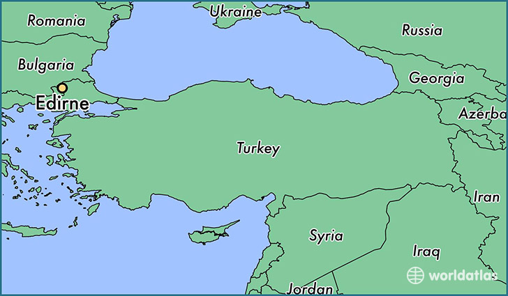 map showing the location of Edirne